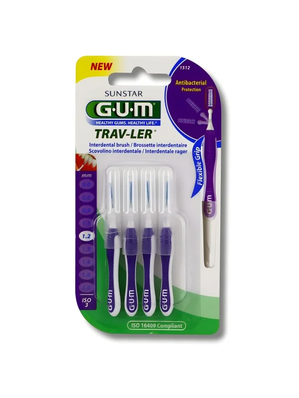 GUM - BROSSETTES TRAVELER EXTRAFINE CYLINDRIQUE BOITE DE 4 (1512)