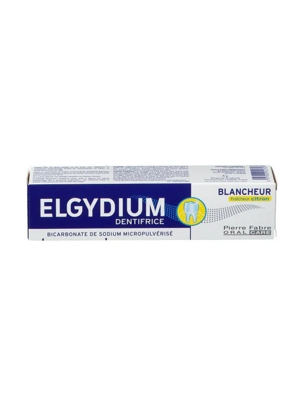 ELGYDIUM BLANCHEUR Fraîcheur Citron 75ml - Pâte Dentifrice au Bicarbonate de Sodium Micro Pulvérisé