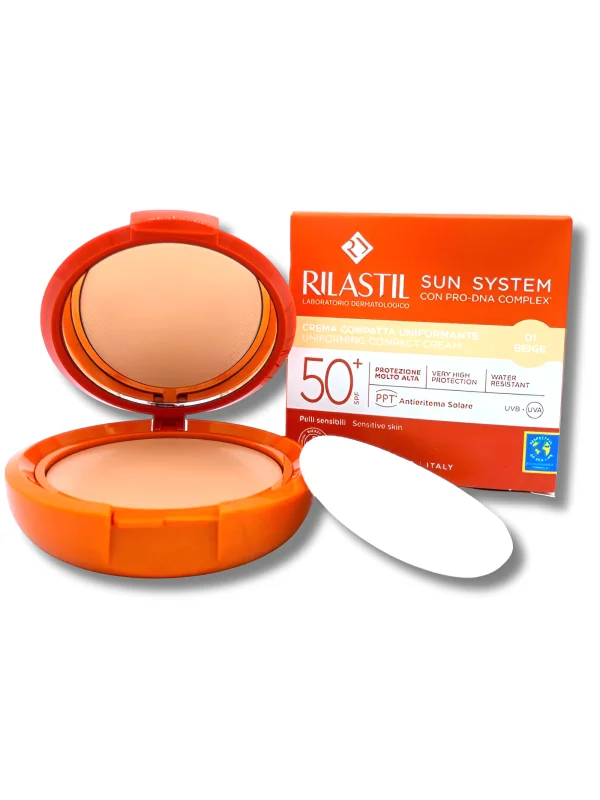 RILASTIL SUN SYSTEM - CORRECTEUR DE TEINT COMPACT SOLAIRE TEINTÉ BEIGE SPF50 10G