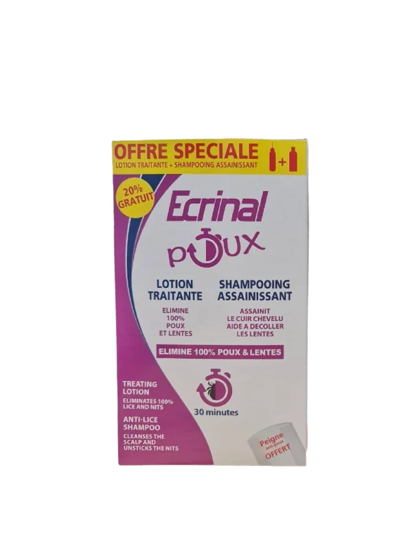 ECRINAL PACK ANTI POUX LOTION + SHAMPOOING (PEIGNE OFFERT)