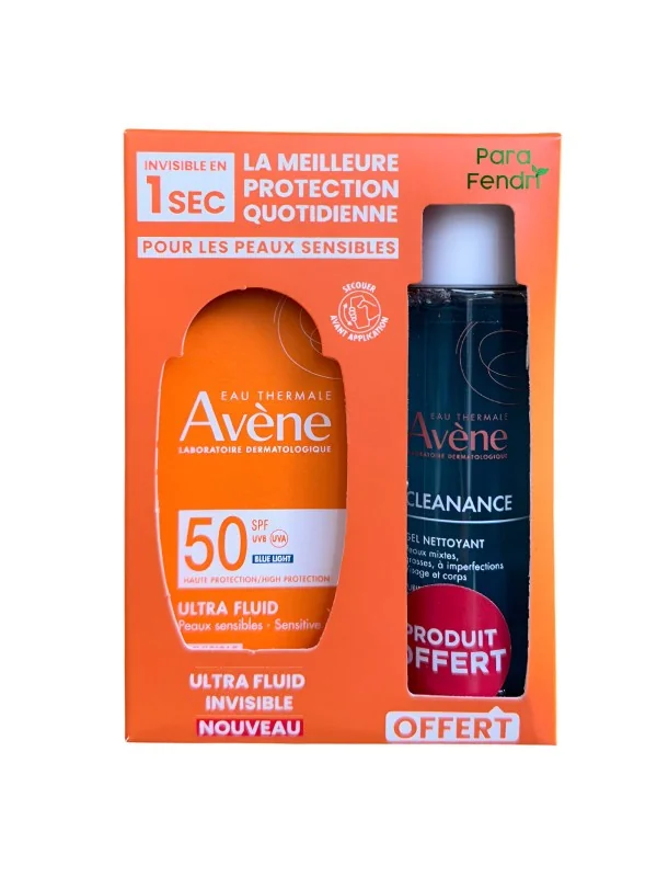 AVENE - ULTRA FLUID INVISIBLE SPF50 + CLEANANCE GEL NETTOYANT 100ML OFFERT