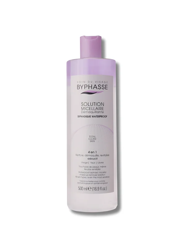 BYPHASSE - SOLUTION MICELLAIRE DEMAQUILLANTE 4 EN 1 BIPHASIQUE WATERPROOF 500ML