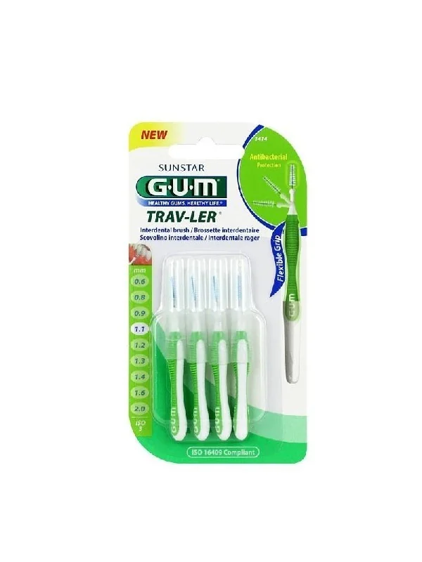 GUM BROSSETTES 1414 TRAV-LER 4 BROSSETTES DE VOYAGE 1.1 MM