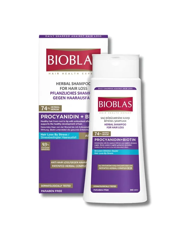 BIOBLAS - SHAMPOOING ANTI CHUTE ANTI STRESS PROCYANIDIN+BIOTIN 360ML